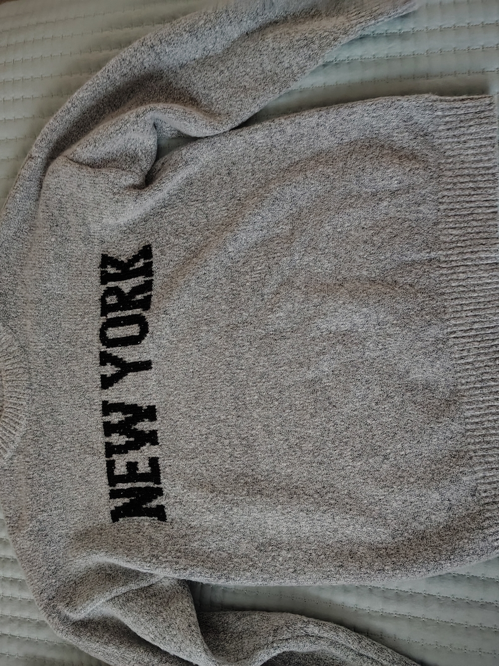Steve Madden Gray Crewneck Sweater with Black NEW YORK Text